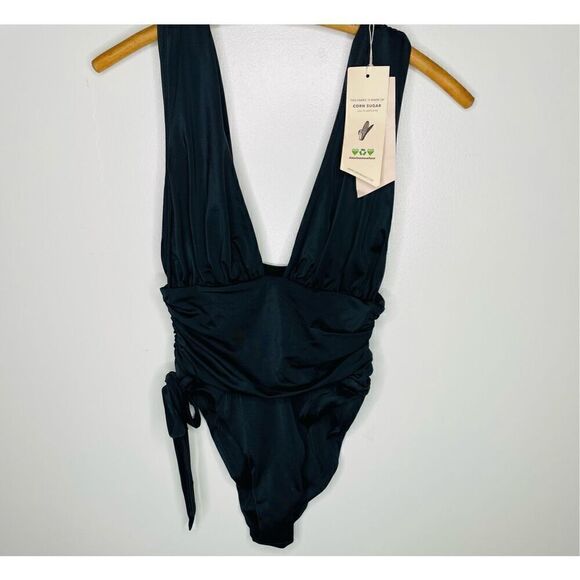 Free People We Are HaH Cut To The Chase Bathing Suit In NOIR Black SZ medium NWT - Picture 3 of 5